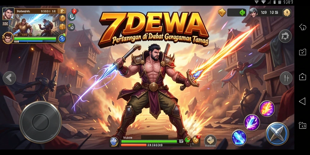 Tampilan gameplay 7DEWA yang seru dalam pertarungan epik.