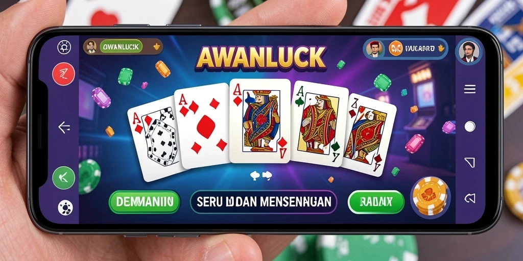 Menampilkan gameplay seru dari permainan Domino AWANLUCK.