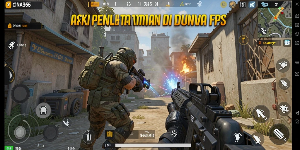 Tangkapan layar CINA365 menunjukkan aksi seru dalam gameplay FPS.