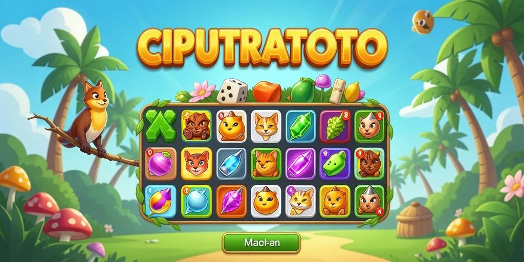 Tampilan gameplay seru dalam CIPUTRATOTO dengan kombinasi warna-warni.