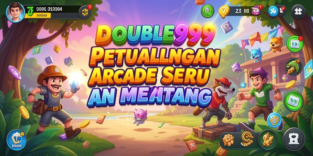 Tangkapan layar DOUBLE999 menampilkan momen menegangkan saat melewati rintangan di gameplay Arcade.