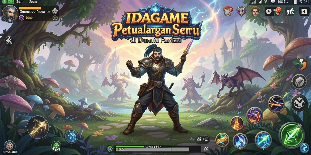 Screenshot menampilkan karakter utama saat menjelajahi hutan fantasi yang indah.