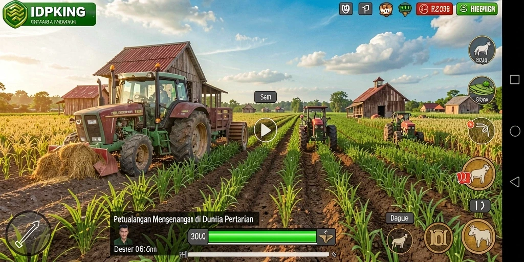 Gameplay seru di IDPKING dengan aktivitas pertanian.
