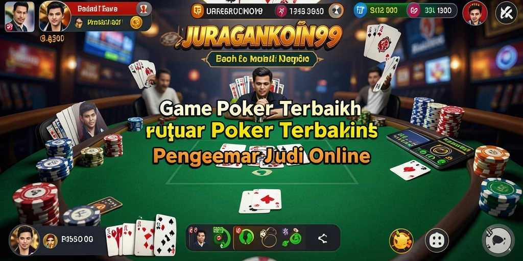 Screenshot gameplay JURAGANKOIN99 menampilkan aksi poker yang mendebarkan.