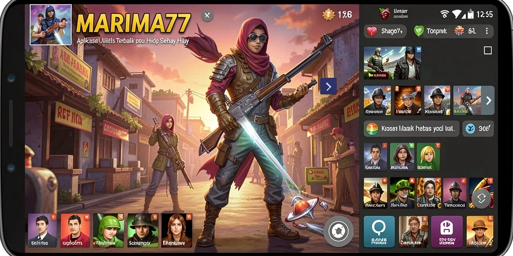 Screenshot utama MARIMA77 menampilkan antarmuka aplikasi yang sederhana dan fungsional.