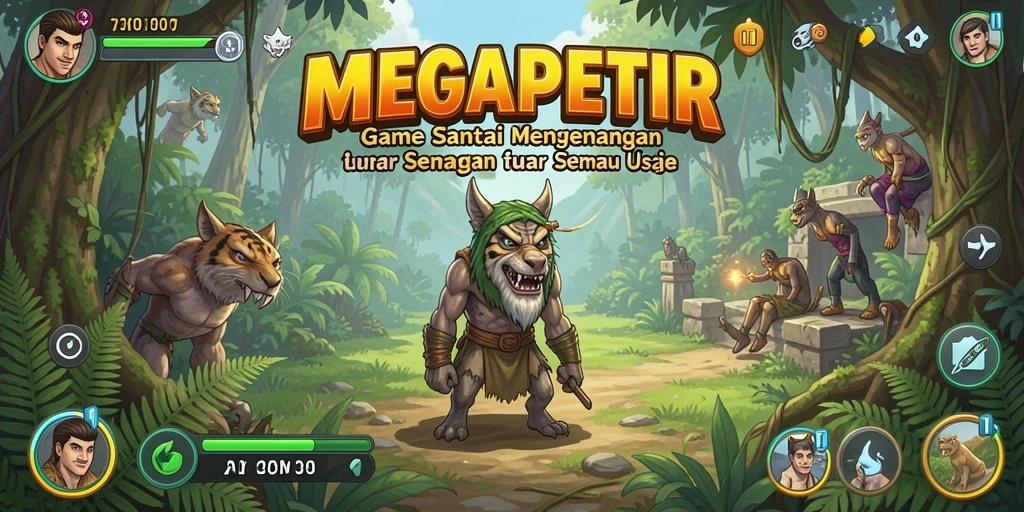 Screenshot utama MEGAPETIR menampilkan gameplay yang seru dan penuh warna.