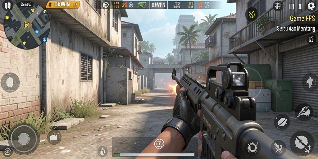 Tampilan gameplay OKWIN yang menegangkan dan penuh aksi.