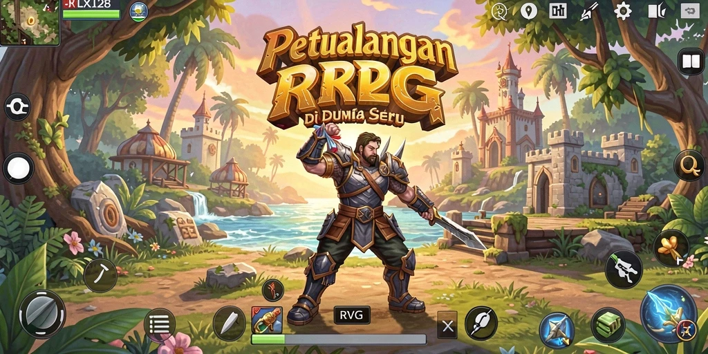Tampilan dinamis gameplay OLX128 dengan pertarungan seru dan karakter unik.
