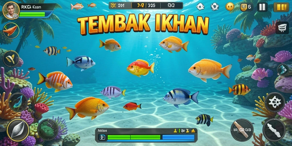 Tangkapan layar gameplay RKGG menampilkan aksi seru memancing ikan.