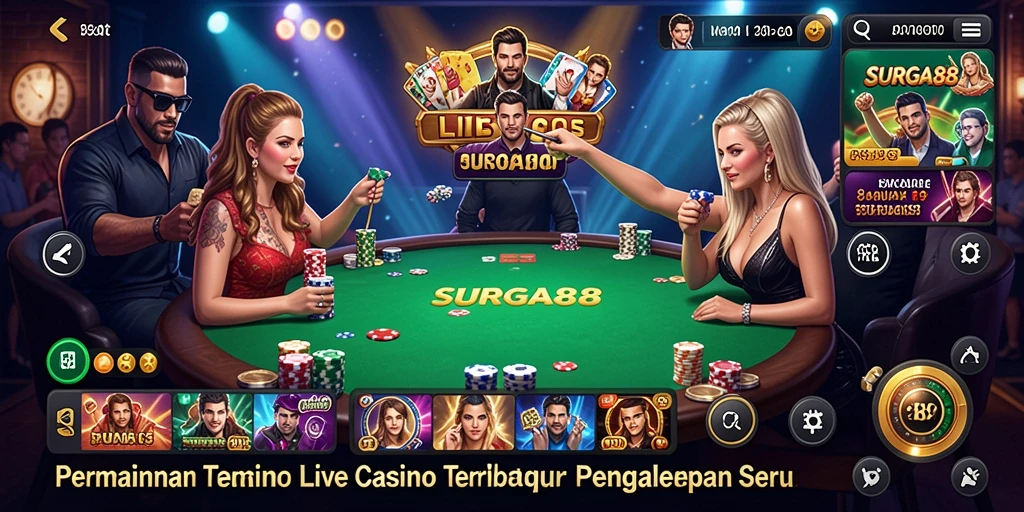 Tampilan menarik dari gameplay Live Casino SURGA88 dengan dealer langsung.