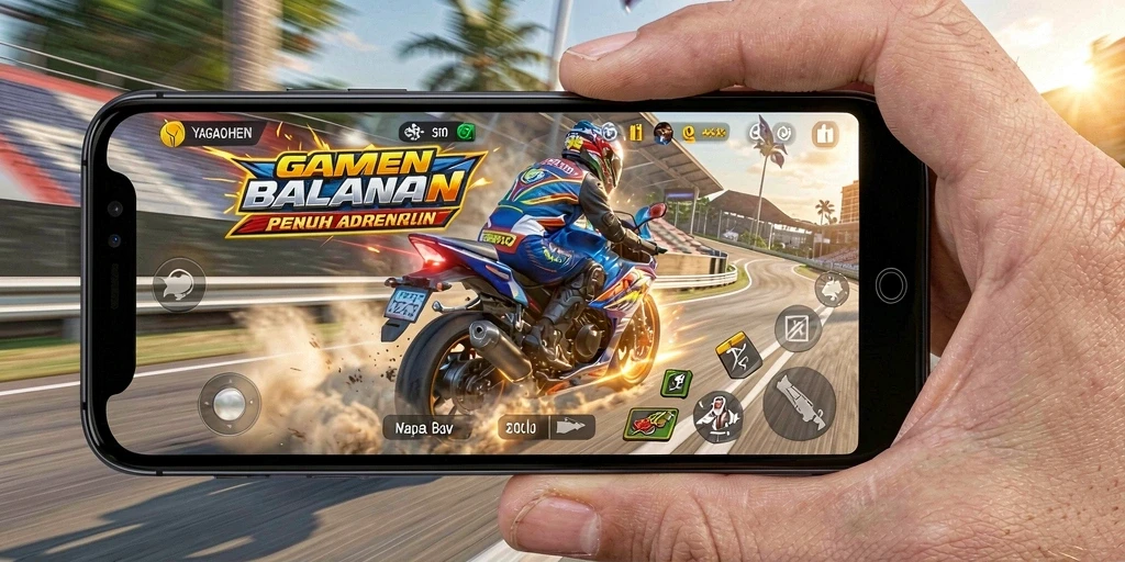 Tampilan gameplay menarik dari YAGAOHEN saat balapan motor.